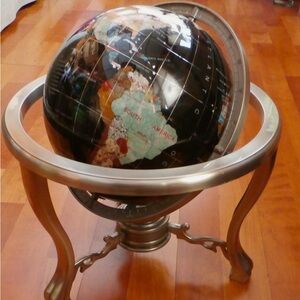 SOLD!!!!
18” BLACK Ocean Tripod Gemstone GLOBE Moves World Map